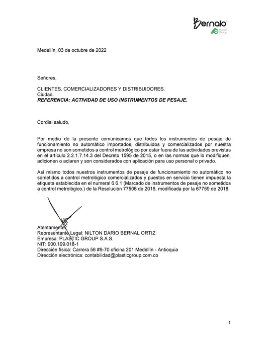 Carta uso instrumentos - Bernalo