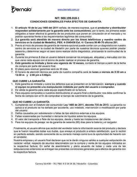 Políticas de Garantía - Bernalo