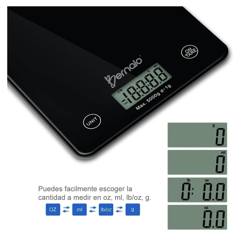 Balanza Cocina Vidrio Templado 5 Kg